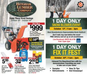 Hingham Lumber October 2018 Ariens Snow Blower Event