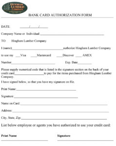 BANKCARD AUTHORIZATION FORM