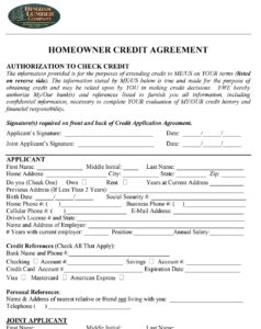 HOMEOWNER CREDIT AGREEMENT