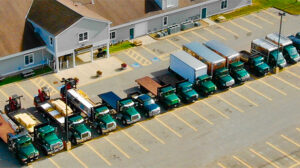 delivery trucks aerial