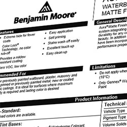 Benjamin Moore data sheet
