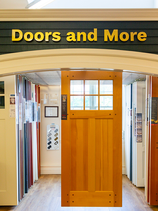 Hingham Lumber doors showroom