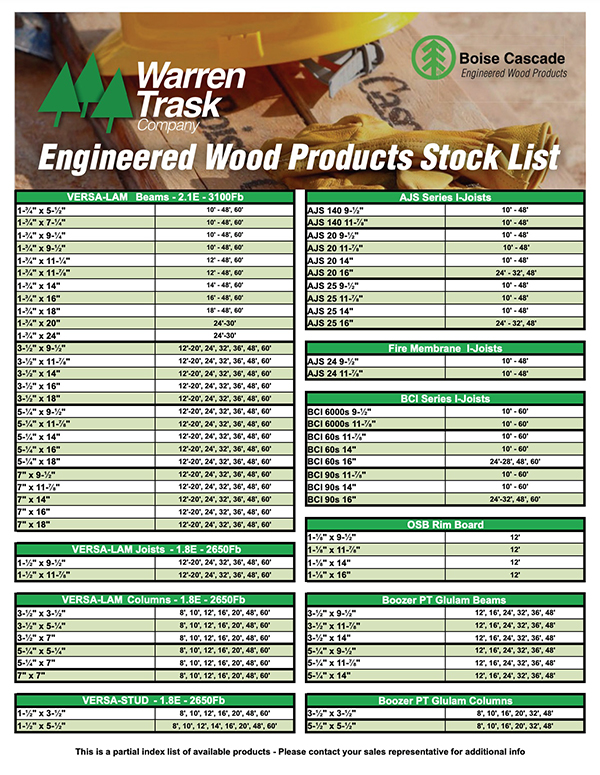 Warren Trask – Engineered Wood Products Stock list
