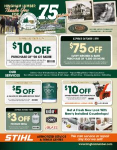 Hingham Lumber September October Sales Flyer 2022