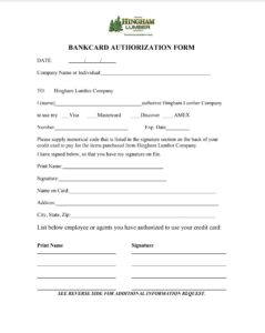 Bank Card Authorization Form