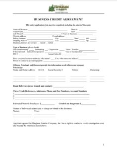 Business Credit Agreement Form