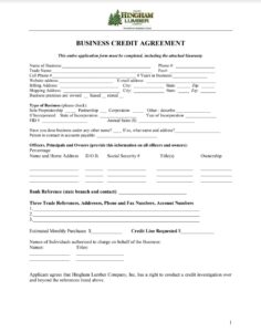 Business Credit Agreement Form