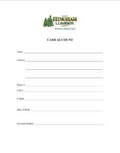 Cash Account Form